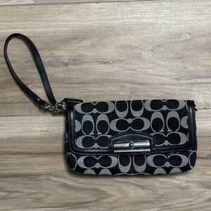 Coach Signature Black Logo Wristlet